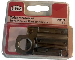 i-Fix opleg meubelslot | vernikkeld | 20 mm | met 1 sleutel | incl sluitplaat