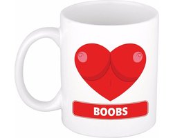 I Love Boobs - koffiemok - borsten thema beker - 300 ml - Foute collega cadeau - Tieten - sexistisch