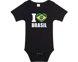 I love Brasil baby rompertje zwart jongens en meisjes - Kraamcadeau - Babykleding - Brazilie landen romper 56