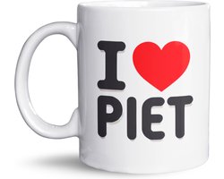 I love PIET mok – Beker met grappig Sinterklaasdesign – Perfect cadeau voor koffie, thee of chocolademelk – Vaatwasser- en magnetronbestendig – Aan beide zijden bedrukt – Keramische tas van 325 ml – Uniek cadeau voor vrienden of familie