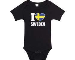 I love Sweden baby rompertje zwart jongens en meisjes - Kraamcadeau - Babykleding - Zweden landen romper 56
