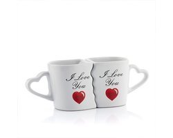 I Love You Double Mok - Hartjes Mok - Keramiek - Romantisch Cadeau