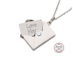 I Love You | Leuke Ketting voor Hem en Haar | Zilverkleurig | Envelop | Relatie Geschenk | Relatie Koppel Cadeau | Cadeautje voor vrouw | Romantisch Cadeau