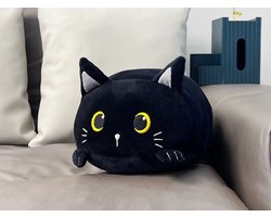 I-total - Kussen Kat zwart - Kat zwart -kinderkussen - kussen Kinderkamer - Fun kussens - Sierkussen- zacht kinderkussen - pluche kinderkussen