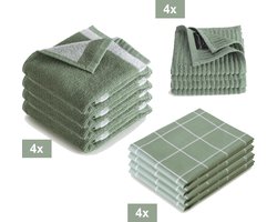 I2T Keukenset - 4x Keukendoek + 4x Theedoek + 4x vaatdoek - Jade
