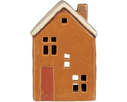 Ib Laursen - Keramieken huisje - Brighton - waxinelichthouder - roest kleur deur