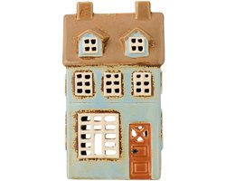 Ib Laursen - Keramieken Huisje - Lichtblauw - Waxinelichthouder - 17.5 cm