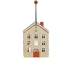 Ib Laursen - Keramieken Huisje met Houten Handgreep - Lantaarn - Waxinelichthouder