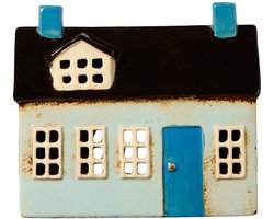 Ib Laursen - Keramieken huisje Nyhavn - waxinelichthouder - lichtblauw