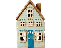Ib Laursen - Keramieken Huisje - Visby - Lichtblauw chalet - Waxinelichthouder