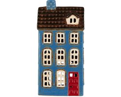 Ib Laursen - Keramieken huisje - waxinelichthouder - blauw hoog
