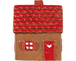 Ib Laursen - keramieken huisje - waxinelichthouder - rood/bruin kerst