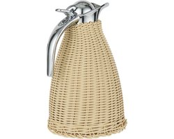 Ib Laursen thermos | chroom en natuur gevlochten rotan | inhoud 1.5 l.