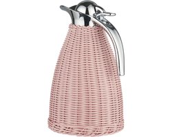 Ib Laursen thermos | chroom en roos gevlochten rotan | inhoud 2 l.