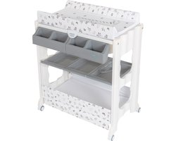 ib style® ISA Bad-/Wickelkombinatie - Multifunctioneel - Ingebouwd bad - Oprolbaar - Opbergruimte - Zacht kussen - Compact - Hygiënisch - METRIC GIRAFFE