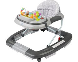 ib style® Loopstoel Babywalker - Baby Loopwagen - Looptrainer - Speelset en Dienblad - Schommelfunctie - Muziekfunctie - Little World - Grijs