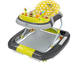 ib style® Loopstoel Babywalker - Baby Loopwagen - Looptrainer - Speelset en Dienblad - Schommelfunctie - Muziekfunctie - Little World - Lemon Grey
