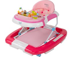ib style® Loopstoel Babywalker - Baby Loopwagen - Looptrainer - Speelset en Dienblad - Schommelfunctie - Muziekfunctie - Little World - Roze