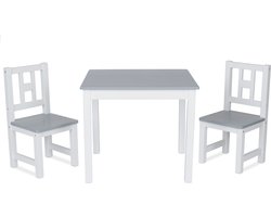 ib style® Luca Kinderzitgroep - Kindertafel - 2 Stoelen - Speeltafel - Wit-Grijs