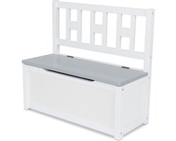 ib style® Luca Opbergbak - Kinder Stoel - Zitbank - Opbergdoos - Wit-Grijs
