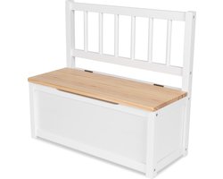 ib style® Noa Opbergbak - Kinder Stoel - Zitbank - Opbergdoos met Deksel- Wit
