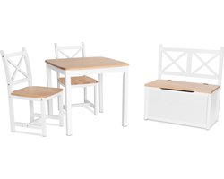 ib style® Xen Kinderzitgroep - Kindertafel - 2 Stoelen - Opbergbak - Wit