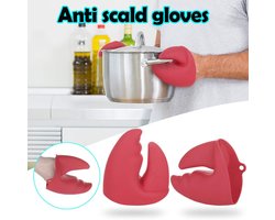 IBBO® - Siliconen Ovenwanten - Kreeft Klauwen - 2x Pannenlap - Set van 2 stuks - Koken & Bakken - Warmtebestendig - Hittebestendig - tot 230°C - Ovenhandschoenen - Rood