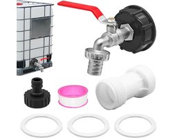 IBC Afvoerkraan Set - Regenton Kraan - Water Afvoeren - Corrosiebestendig Materiaal - S60x6 Adapter - C