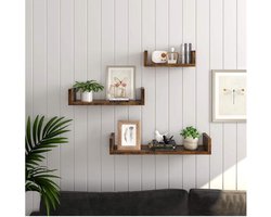 iBella Living - Set van 3 Industriële Wandplanken - U-vormige Hangende planken - 3 Boekenplanken
