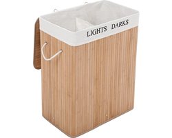 iBella Living - Wasmand met 2 vakken - Bamboe Wassorteerder - 100 Liter