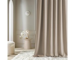 Ibenzoa® Aantrekkelijke Beige Gordijnen met Plooiband en Golvend Effect voor Woon- en Slaapkamer