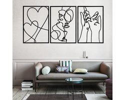 Ibenzoa® Abstracte Metalen Wanddecoratie Set van 3 voor Stijlvol Interieurontwerp