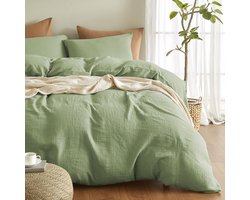 Ibenzoa® Ademend en huidvriendelijk katoenen beddengoedset met knopen 135x200 cm