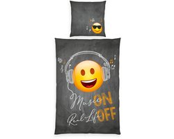 Ibenzoa® Ademend en omkeerbaar beddengoedset met speels motief in grijstinten