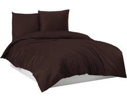 Ibenzoa® Beddengoed Set van 100% Katoen, Donkerbruin, Luxe en Comfortabele Slaapervaring