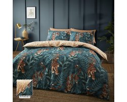 Ibenzoa® Beddengoedset met Tropische Tijgerbladeren en Kussenhoezen voor een Dubbelbed, Groen