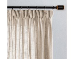 Ibenzoa® Beige Gordijnset van 2 Stuks - Linnenlook, Moderne Natuurlijke Stijl, 260x140cm