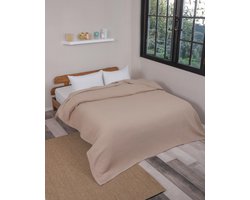 Ibenzoa® Beige Wafelpiqué SPrei 180x200 cm - Premium Katoen voor Bank en Bed