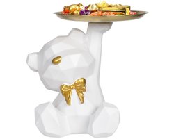 Ibenzoa® Berenbeeldje met Opbergplateau - Hars Sculptuur voor Sieraden en Sleutels