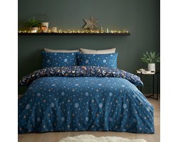 Ibenzoa® Bettenset met Betoverende Dierenmotieven en Omkeerbaar Ontwerp in Diepblauw voor Tweepersoonsbed