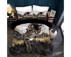 Ibenzoa® Binnenhuisdecoratie Katten Beddengoed Set 3D Motief 200x200cm met Kussenslopen voor Slaapkamer