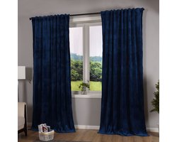 Ibenzoa® Blauw verduisterend gordijn met lussen en tunnelzoom in set van twee