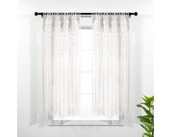 Ibenzoa® Bohemien Katoenen Macramé Gordijnpaneel voor Raam, Deur en Wanddecoratie, 101,6 x 160 cm, Wit