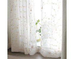 Ibenzoa® Boho Bloemen Gordijnen - Vintage Landelijk Woondecoratie 260x150cm (2 Stuks)