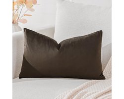 Ibenzoa® Chocoladebruine fluwelen sierkussenhoes voor bank en slaapkamer, 40 x 60 cm