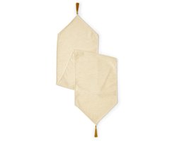 Ibenzoa® Decoratieve chenille tafelloper met kwastjes voor elegante tafelsetting
