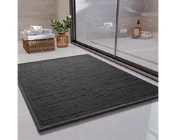 Ibenzoa® Donkergrijze antislip badmat 80x80 cm met rubberen achterkant voor badkamer