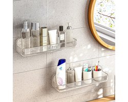 Ibenzoa® Doux en Functioneel Doucherek: Twee Planken voor Wandmontage, Transparant Acryl, Zonder Boren