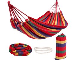Ibenzoa® Draagbare katoenen hangmat met transporttas, 270 x 150 cm, maximaal 150 kg draagvermogen voor binnen en buiten