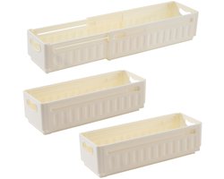 Ibenzoa® Drie Delige Kunststof Opbergdozen met Intrekbare Lengte - Multifunctioneel Opslag Systeem